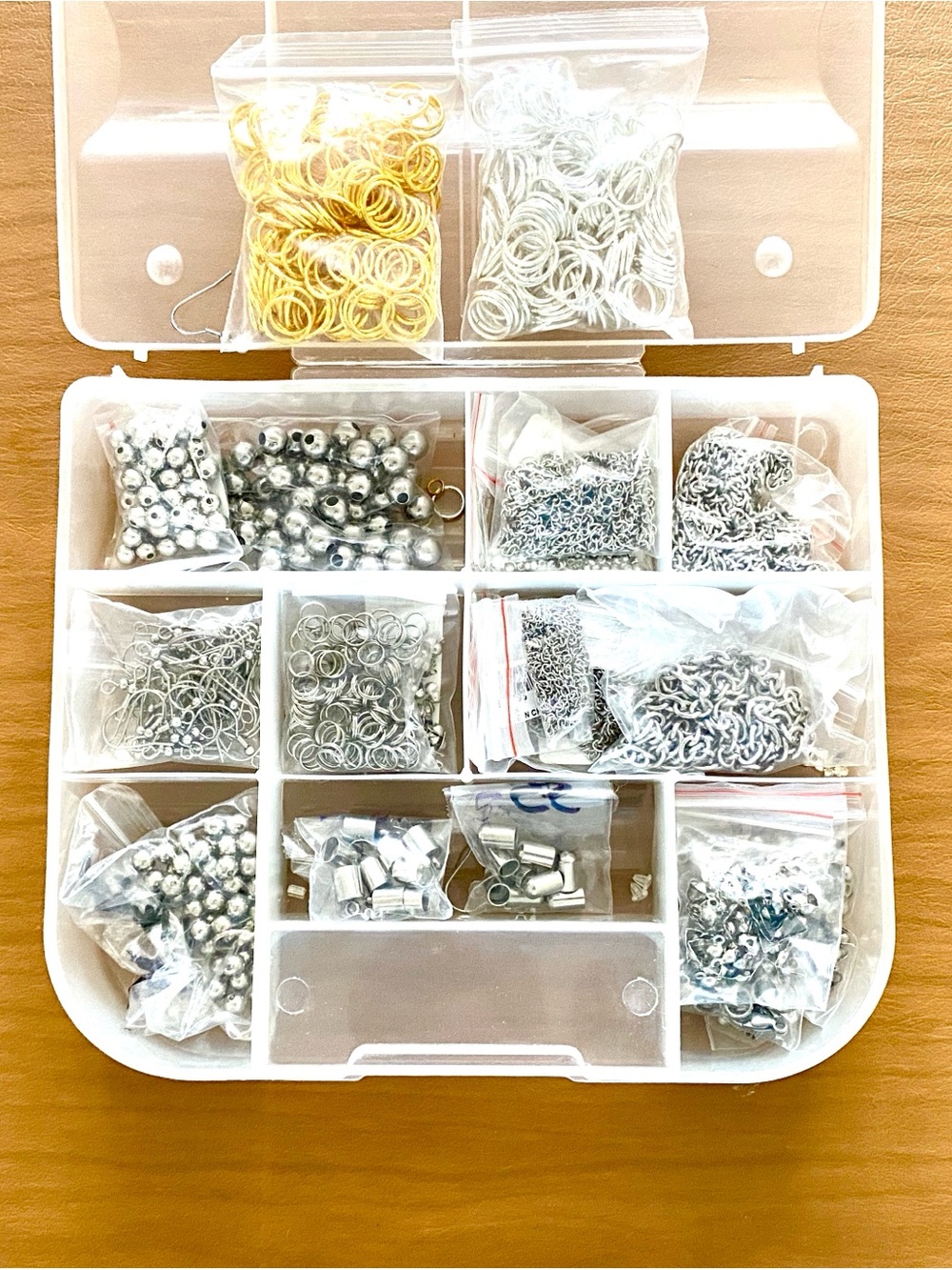 Jewelry Organizer Box Plastic with Silver and Gold Findings